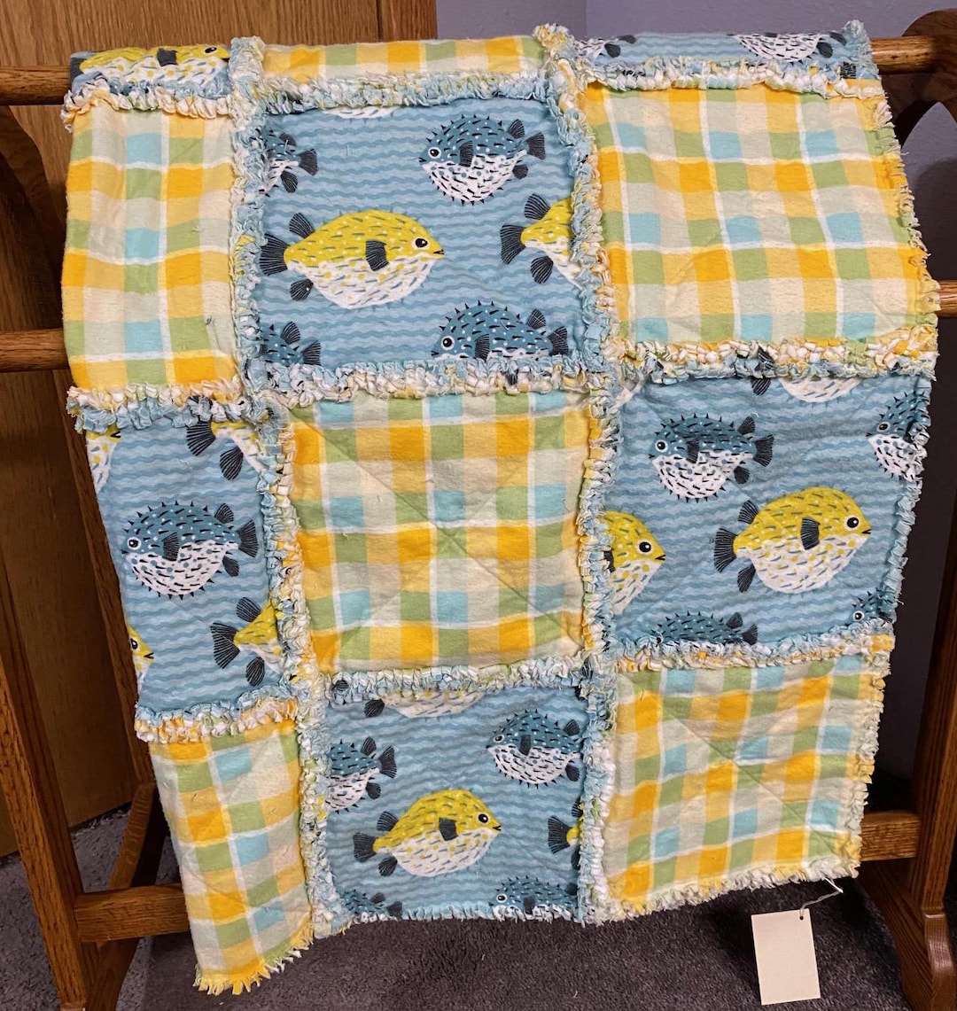 Fish Rag Quilt Handmade Rag Lap Quilt-blow Fish Quilt - Etsy