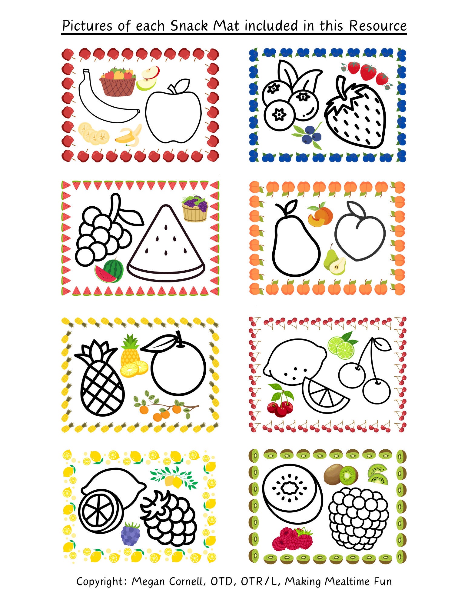 Fruits and Veggies Snack Mat, Printable Placemats for Picky Eaters Etsy