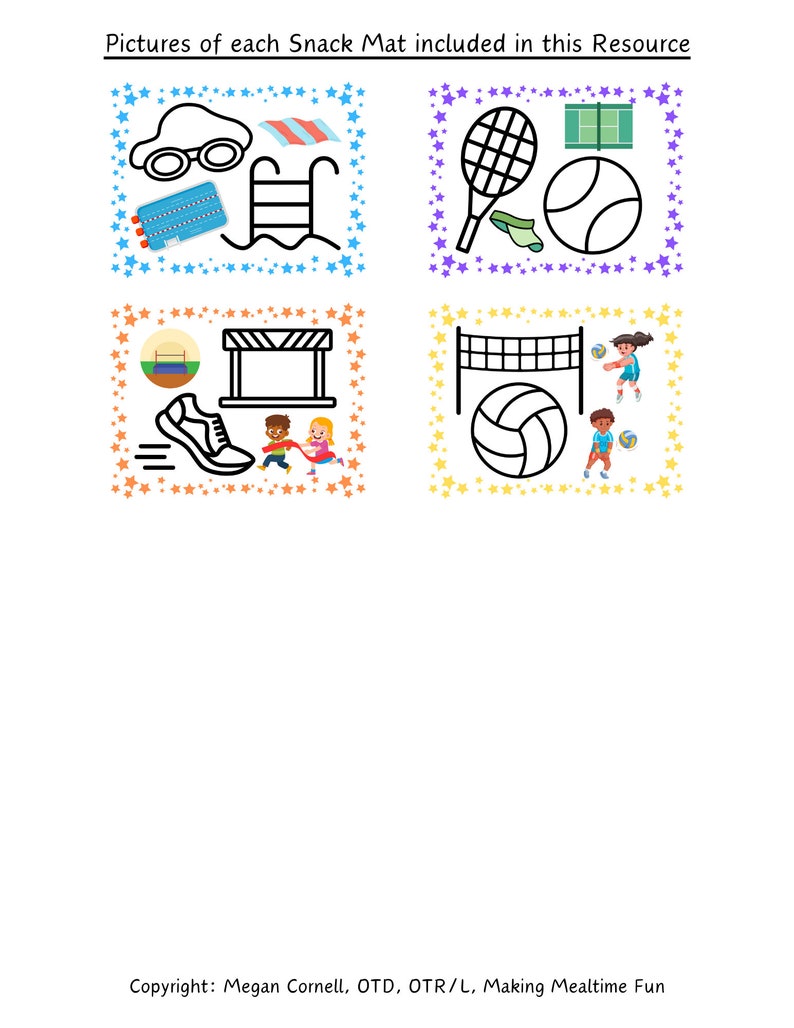 Sports Snack Mats, Printable Placemats for Picky Eaters, Making Mealtime Fun, Parents, Teachers ...
