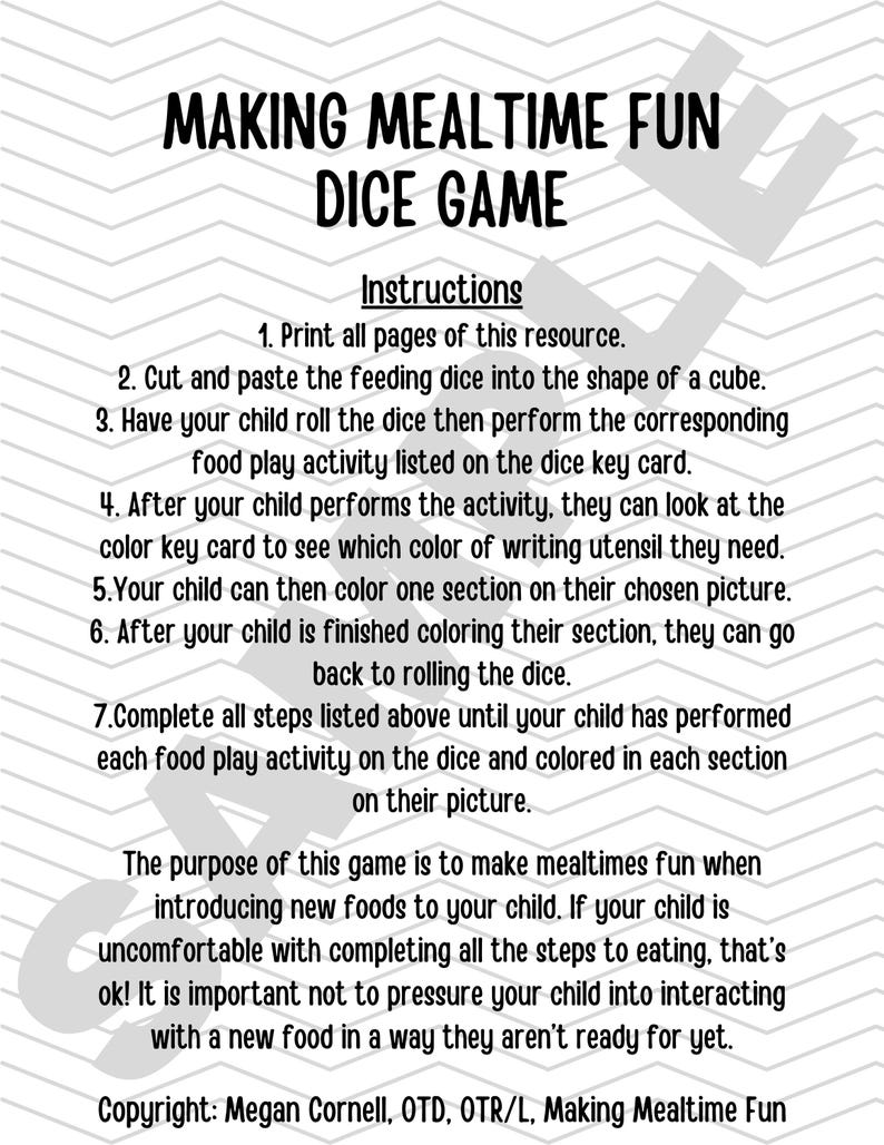 Food Play Dice Games: Making Mealtime Fun for Picky Eaters (digital ...