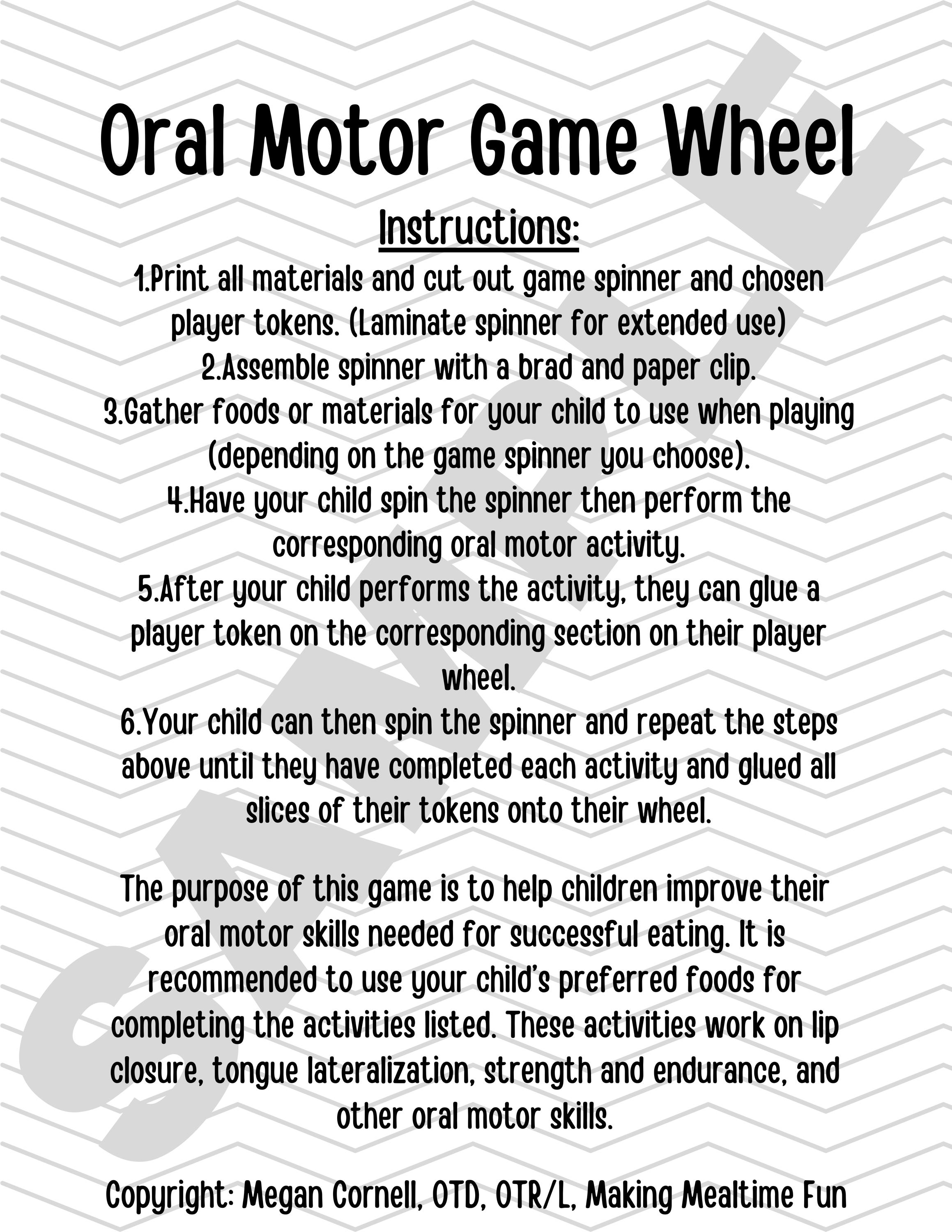 Oral Motor Games Bundle: Feeding Therapy Dice, Bingo, Spinners (digital ...