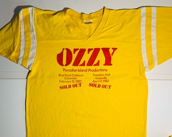 Vintage 1980's 3/4 Sleeve Ozzy Osbourne Heavy Metal Rock Band Tour