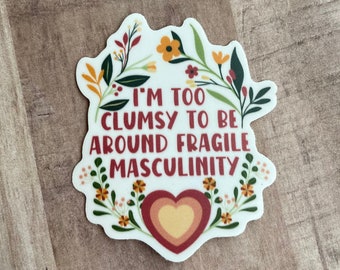 Feminist humor STICKER, colorful floral feminist decal, funny boho girl power sticker, small floral laptop sticker, flowers phone sticker