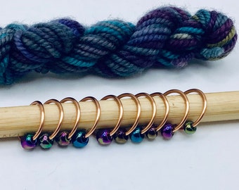 Large STITCH MARKERS for knitting - snag free stitch markers - gift for knitter - set of 10 circular stitch markers - beaded stitch markers