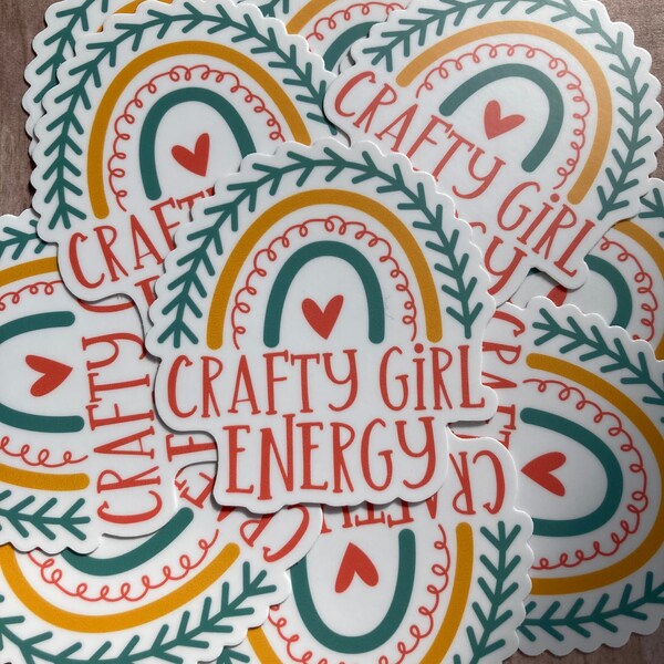 Crafty girl STICKER, pastel crafting sticker, craft energy decal, crafty laptop sticker, small notebook sticker, gift for crafter