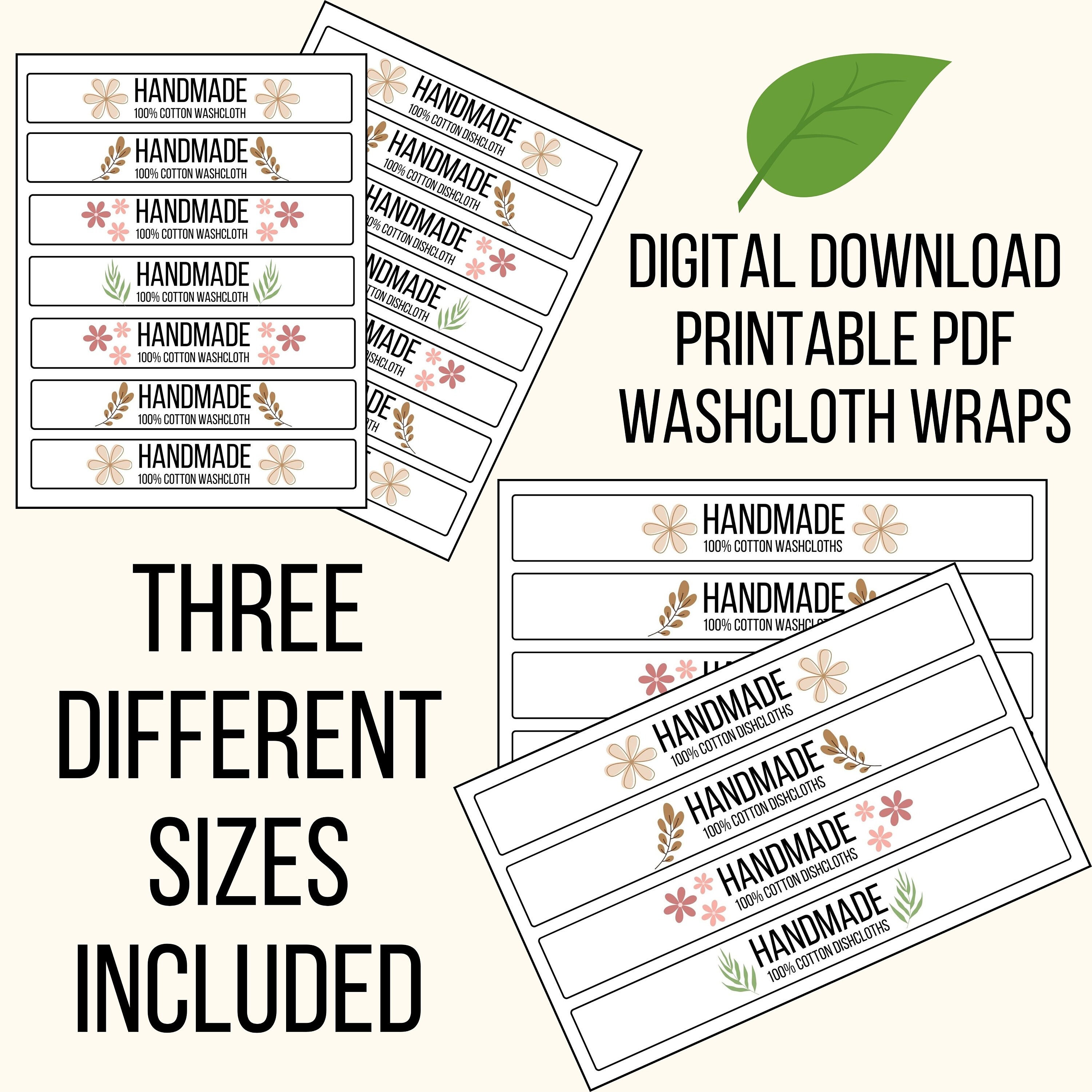 PRINTABLE Washcloth Wraps, Knitted Cloth Label, Craft Fair Display Tags ...
