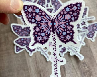 Purple butterfly sticker, pastel sticker, transparent decal, cute laptop sticker, notebook sticker, small stickers, imagination sticker