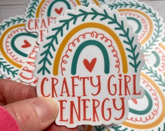 Crafty girl STICKER, pastel crafting sticker, craft energy decal, crafty laptop sticker, small notebook sticker, gift for crafter