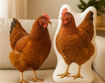 Custom Pillow From Photo, Custom Chicken Gifts, Personalized Pillow, Chicken Plush, Farm Animal Gift, Hen Cushion