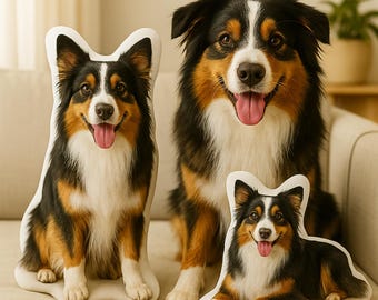 Custom Pet Photo Pillow Australian Shepherd, Custom Dog Pillow, Dog Memorial Gift