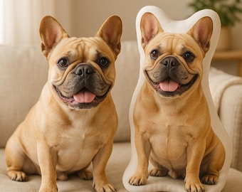 Custom Dog Pillow French Bulldog: Personalized Pet Photo Plushie, Dog Memorial Gift