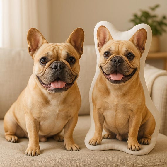 Custom Dog Pillow French Bulldog: Personalized Pet Photo Plushie, Dog Memorial Gift