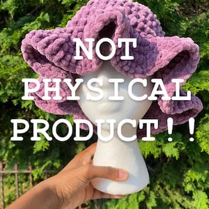 PATTERN Fluffy Crochet Wavy Ruffle Brim Hat Chenille Yarn Pattern