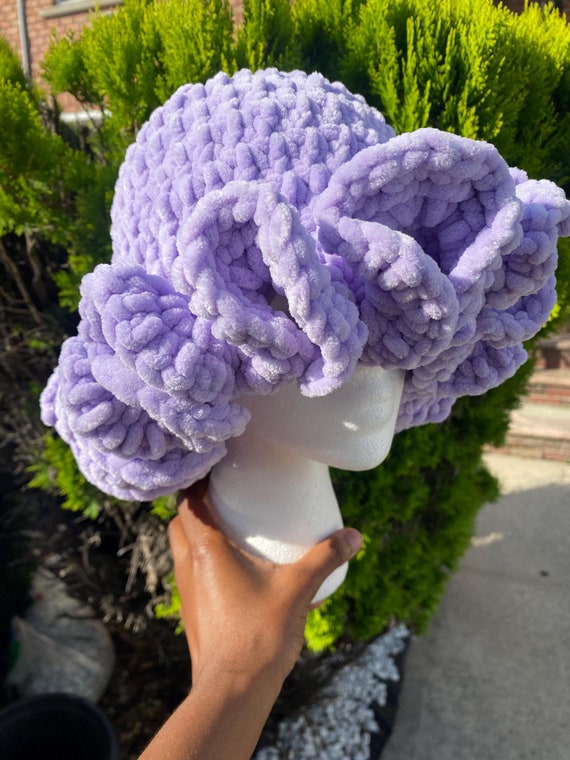 PATTERN Fluffy Crochet Ruffle Hat Chenille Yarn Pattern - Etsy display picture 1