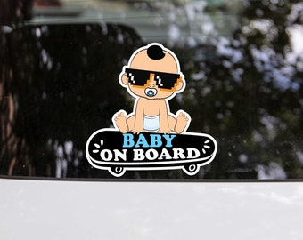 Baby Boy On Board Car Sticker: Waterproof Safety Bumper Decal