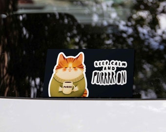 Keep Calm and Purrrr On Cat Sticker - Waterproof Car or Window Decal