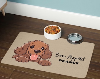 Personalized Dog Food Mat: Bon Appétit Puppy Placemat (12x18)