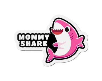 Mommy Shark Car Magnet, Vibrant Waterproof Vinyl Decal (4-6 Inch)