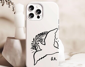 Custom Initials Peace Dove Phone Case: MagSafe, iPhone, Galaxy, Pixel