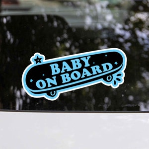 Adesivo per auto Baby On Board - Nero e Blu / Adesivo per paraurti auto / Decalcomania impermeabile