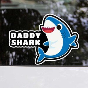 Daddy Shark Waterproof Vinyl Car Sticker, Colorful Vinyl Decal for Family Vehicles, Great Gift Idea for Father’s Day or Birthday Fun