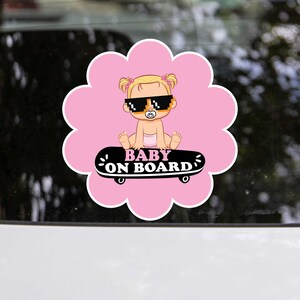 Adesivo per auto a forma di fiore con bambina a bordo V1 / Adesivo per paraurti per auto di sicurezza / Decalcomania impermeabile