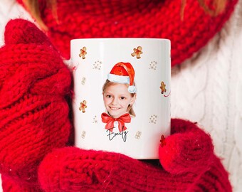 Custom Kids Mug: Personalized Faces Gingerbread Pattern (Ceramic)