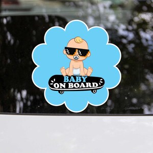 Baby Boy On Board Flower Shape Car Sticker V1 | Safety Car bumper Sticker | Waterproof Decal