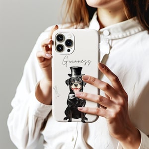 Custom Labrador Tough Phone Case, Dog Photo + Name Phone Case, Personalized Vintage Pet Cartoon Character Pattern Phone Case, Pet Lover Gift