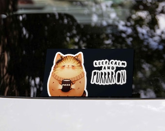 Keep Calm and Purrrr On Cat Sticker - Waterproof Car Decal