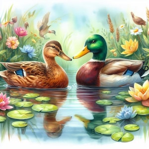 Ducks Watercolor Painting