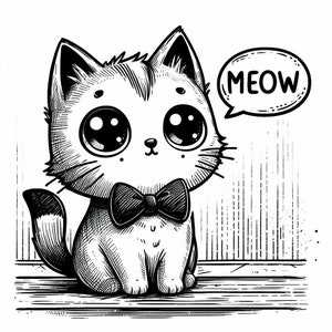 Cute Cat Black & White