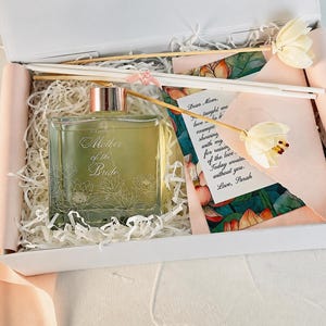 Custom Engraved Reed Diffuser | Personalized Bridesmaid Proposal Box Gift, Luxury Wedding Keepsake, Champagne Blush Gift Set