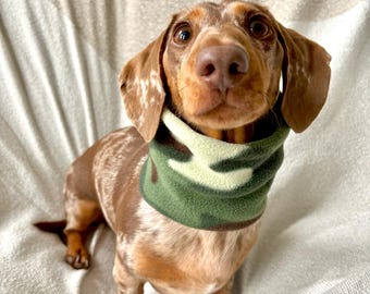 Dog Snood Polar Fleece – Handmade Camo Print Neck Warmer for Small, Medium & Large Dogs