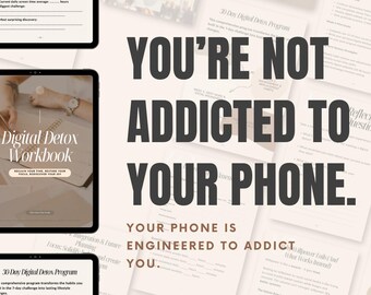 Digital Detox Workbook: Self-Care & Screen Time Tracker (PDF Download, 80+ Pages