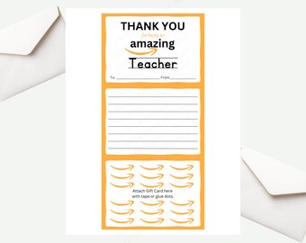 Printable Amazon Teacher Gift Card Trifold Template