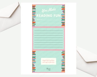 Printable You Make Reading Fun Gift Card Trifold Template