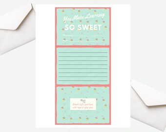 Printable You Make Learning So Sweet Gift Card Trifold Template