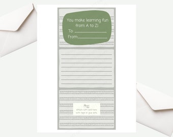 Printable You Make Learning So Fun Gift Card Trifold Template