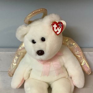 Rare Vintage TY Beanie Buddies Halo Angel Pink/Gold- With Brown Nose