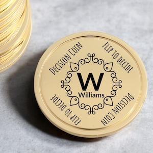Personalized Flip Coin, Decision Coin, Custom Engraved Brass Coin, Couples Gift, Gift For Her/Him, Anniversary Gift, Birthday Gift