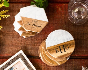 Personalized Resin Coaster, Monogram Resin Coaster, Engraved Coaster, Custom Coaster, Custom Gift For Him, Office Gift, Housewarming Gifts