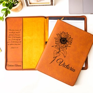 Portefeuille en cuir tournesol, portefeuille à fermeture éclair gravé tournesol, portefeuille à fermeture éclair tournesol, monogramme tournesol, cadeau tournesol