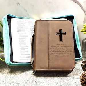 Funda de Biblia personalizada, funda de cuero con monograma grabado, funda personalizada para Biblia, regalos religiosos, regalos para la abuela, regalo de Navidad
