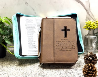 Personalized Bible Cover, Monogram Engraved Leather Bible Cover, Custom Cover For Bible, Religious Gifts, Gifts For Grandma, Christmas Gift
