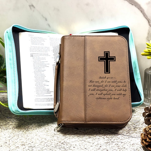 Personalized Bible Cover, Monogram Engraved Leather Bible Cover, Custom Cover For Bible, Religious Gifts, Gifts For Grandma, Christmas Gift