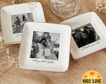 Custom Bestie Photo Jewelry Holder, Personalized Trinket Tray, Gift for Sister, Ceramic Ring Dishes, Personalized Gift, Soul Sister Gifts