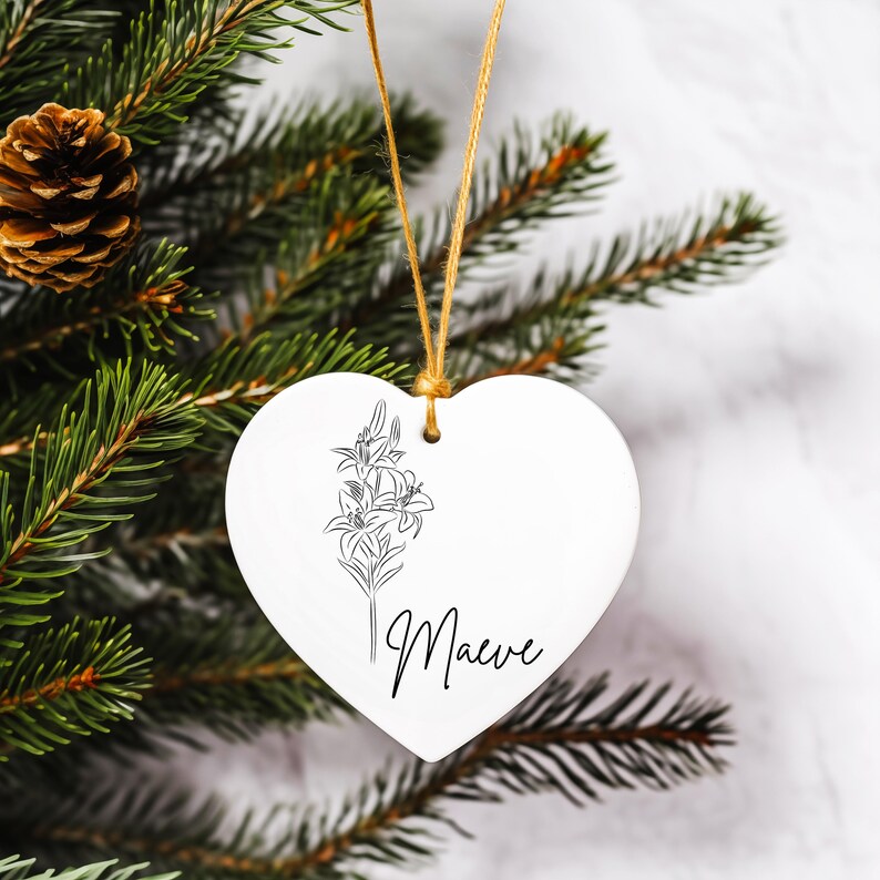 Personalized Birth Flower Christmas Ornament, Christmas Gift for Sister