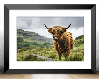 Majestic Highland Cow Photography, High Quality on Canvas, Framed and Matted, Photo Paper, Metal & Acrylic, Available in Extra Large Sizes