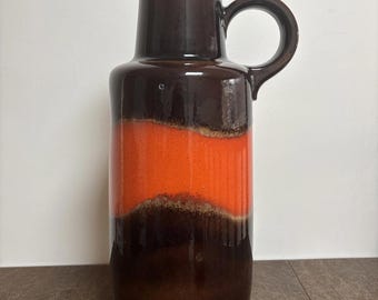 Large West German Vase - Fat Lava Era - Brown and Orange Glaze - 409-52